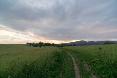 Slovakya 'da tepede güzel bir gün batımı