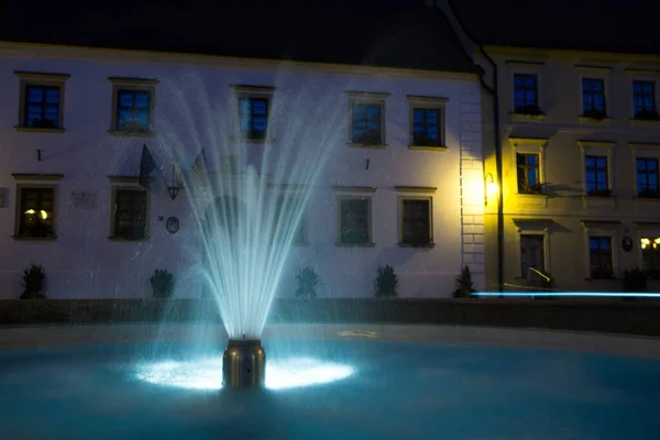 Blick Auf Brunnen Bei Nacht Tschechische Republik — Stockfoto