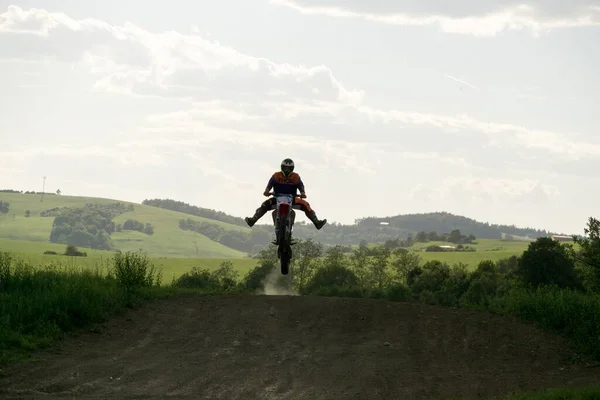 City Zilina Country Slovakia Date Apr 2018 Motorcyclist Riding Road — Stockfoto