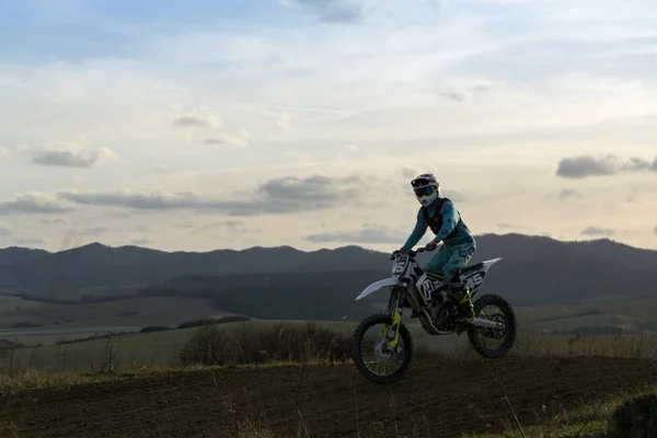 Motocross Motoros Közelről Lövés — Stock Fotó