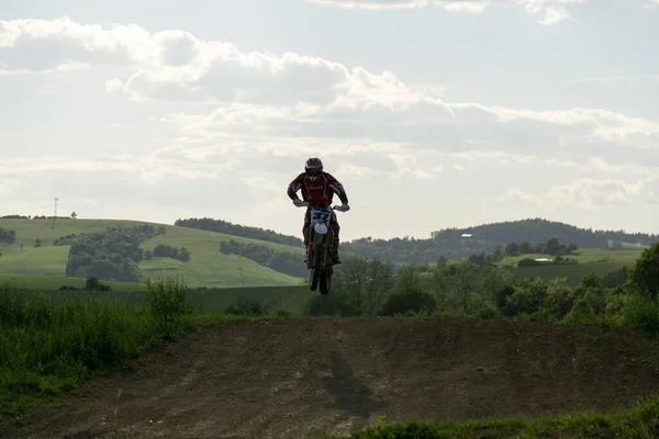 City Zilina Country Slovakia Date Apr 2018 Motorcyclist Riding Road — Stockfoto