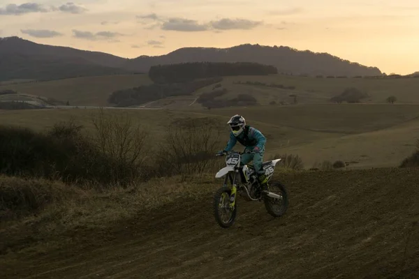 Motocross Motociclista Close Tiro — Fotografia de Stock