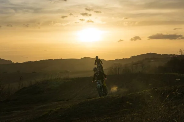 Motocross Motoros Közelről Lövés — Stock Fotó