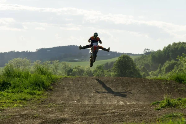 City Zilina Country Slovakia Date Apr 2018 Motorcyclist Riding Road — Stock Photo, Image