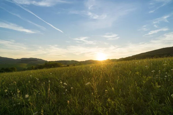 Magnifique Coucher Soleil Sur Les Collines Slovaquie — Photo