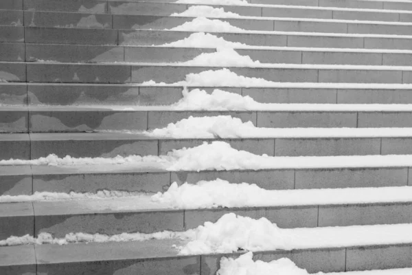 Primer Plano Las Escaleras Cubiertas Nieve Con Espacio Copia —  Fotos de Stock