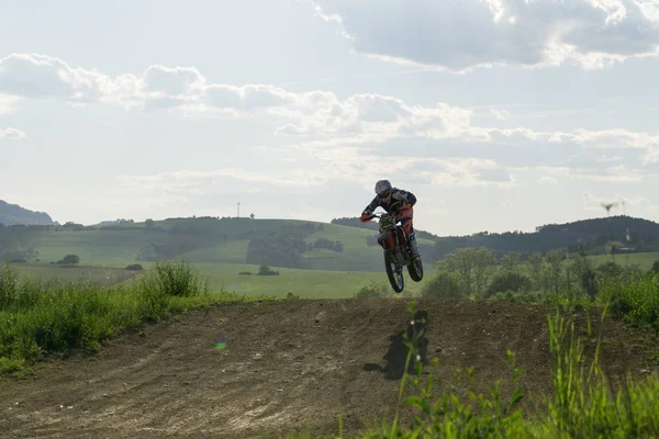 City Zilina Country Slovakia Date Apr 2018 Motorcyclist Riding Road — Φωτογραφία Αρχείου