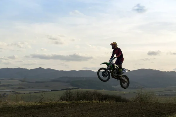 Motocross Motociclista Close Tiro — Fotografia de Stock