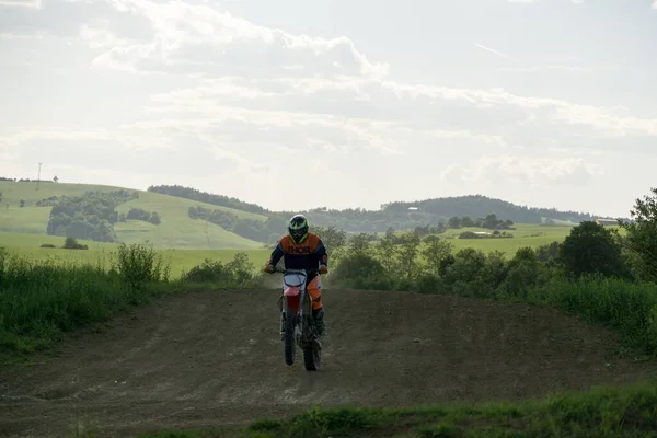 City Zilina Country Slovakia Date Apr 2018 Motorcyclist Riding Road — Stockfoto