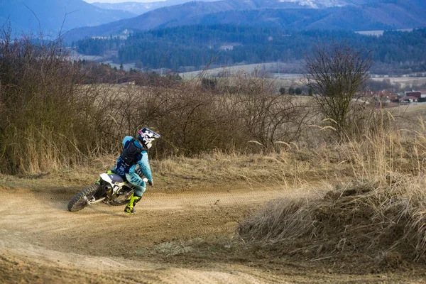 Motocross Motociclista Close Tiro — Fotografia de Stock