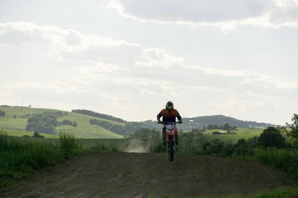 City Zilina Country Slovakia Date Apr 2018 Motorcyclist Riding Road — Stockfoto