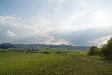 Slovakya 'da ağaçları olan güzel bir bahar tepesi