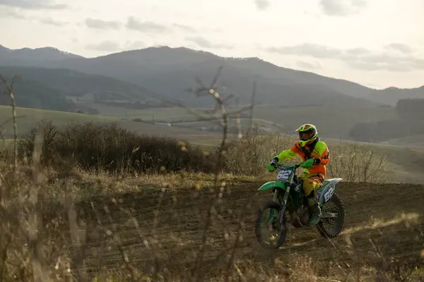 Motocross Motociclista Close Tiro — Fotografia de Stock