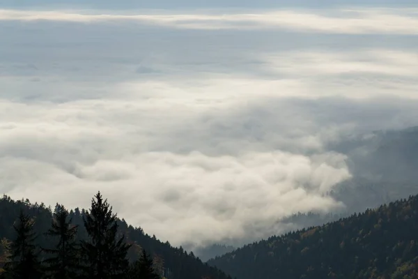 Vista Desde Las Montañas Con Inversión Nublada Continuación Países Bajos — Foto de Stock