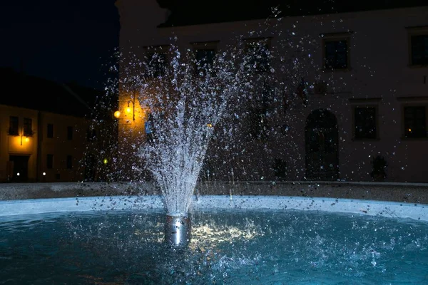 Blick Auf Brunnen Bei Nacht Tschechische Republik — Stockfoto