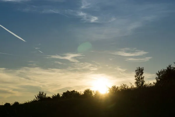 Alba Tramonto Sulle Colline Sulla Città Slovacchia — Foto Stock