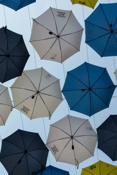 Umbrellas Blue Sky Background — Stock Photo, Image