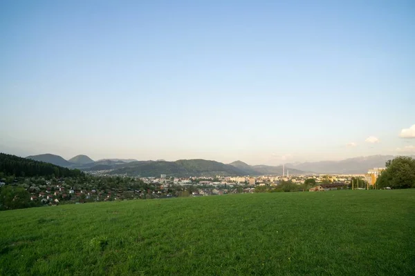 Pôr Sol Noite Sobre Paisagem Urbana — Fotografia de Stock