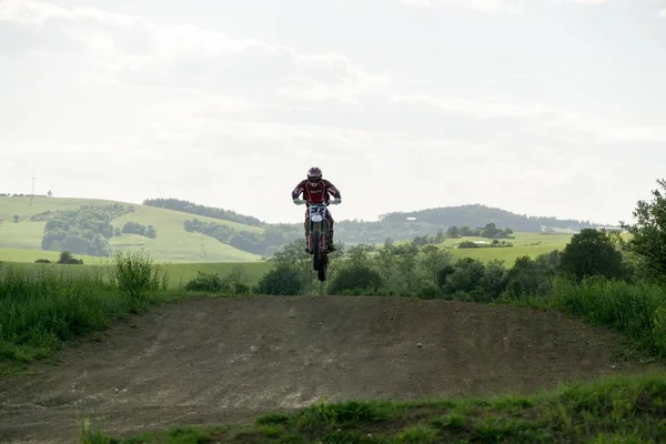 City Zilina Country Slovakia Date Apr 2018 Motorcyclist Riding Road — Stockfoto