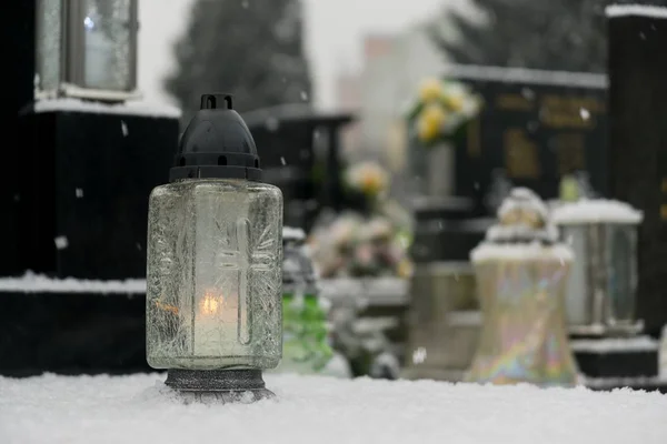 Zilina Slovakia February 2018 Cemetery Covered Snow Winter Slovakia — Stock Photo, Image