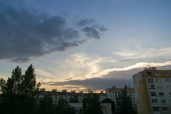 Alba Tramonto Edifici Nella Città Zilina Slovacchia — Foto Stock