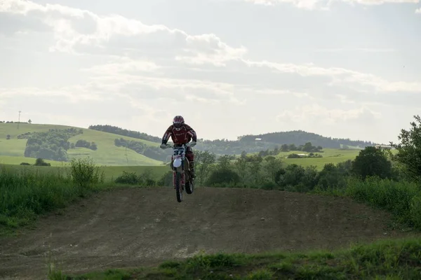 City Zilina Country Slovakia Date Apr 2018 Motorcyclist Riding Road — Zdjęcie stockowe