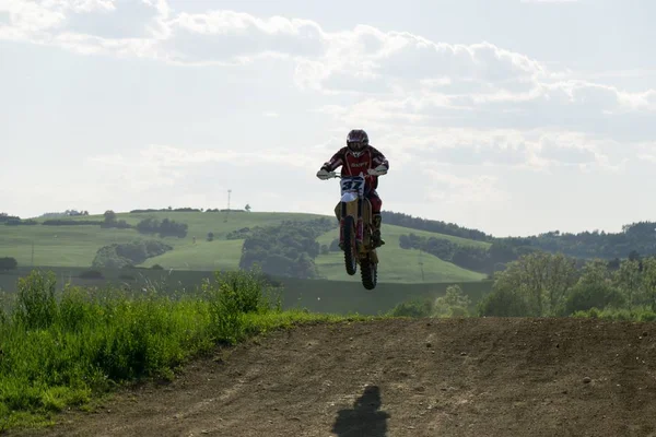 City Zilina Country Slovakia Date Apr 2018 Motorcyclist Riding Road — Stock Photo, Image