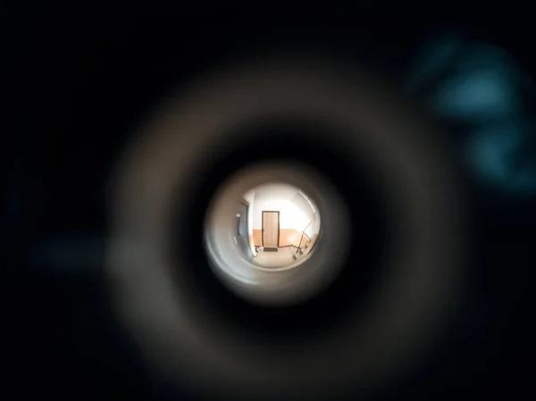 Vista Sul Corridoio Attraverso Occhiello Spioncino Nella Porta Slovacchia — Foto Stock