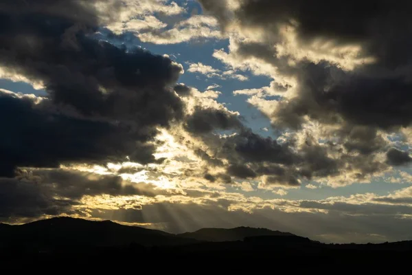 Vue Panoramique Coucher Soleil Sur Les Collines — Photo