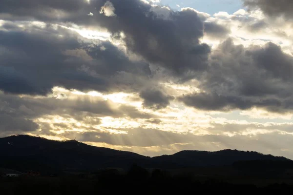 Vue Panoramique Coucher Soleil Sur Les Collines — Photo