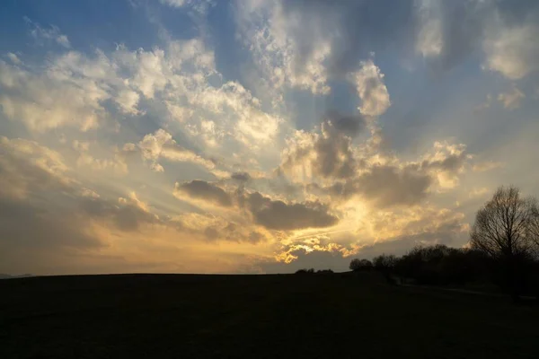 Прекрасний Пейзаж Під Час Сходу Сонця Або Заходу Сонця Словаччина — стокове фото