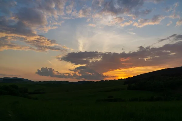 Coucher Lever Soleil Avec Des Nuages Colorés Slovaquie — Photo