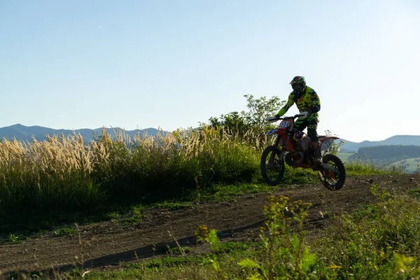 Zilina Slowakije April 2017 Trainen Motocross Rit Motorrijder Rijdt Het — Stockfoto