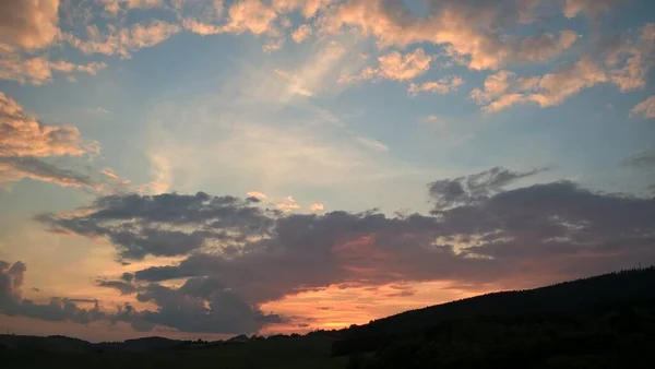 Прекрасний Пейзаж Під Час Сходу Сонця Або Заходу Сонця Словаччина — стокове фото