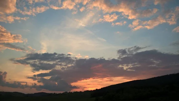 Krásná Krajina Při Východu Nebo Západu Slunce Slovensko — Stock fotografie