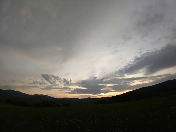 Sunset Sunrise Colorful Clouds Slovakia — Stock fotografie