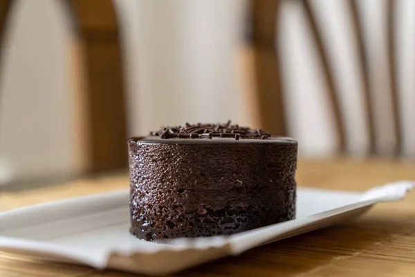 Gâteau Chocolat Sur Table — Photo