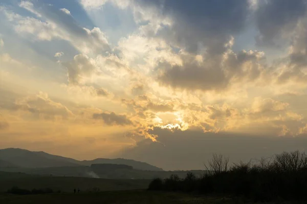 Coucher Lever Soleil Avec Des Nuages Colorés Slovaquie — Photo