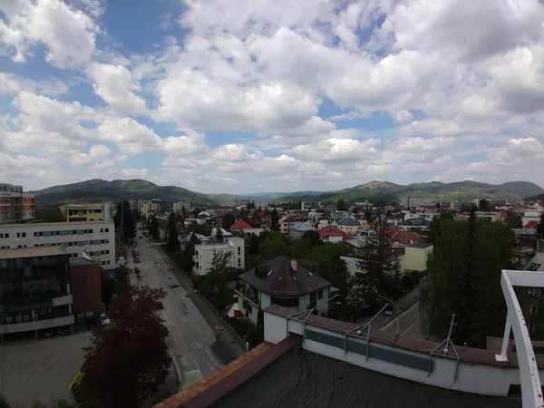 Şehirdeki Binaların Üzerinde Gün Doğumu Gün Batımı Slovakya — Stok fotoğraf