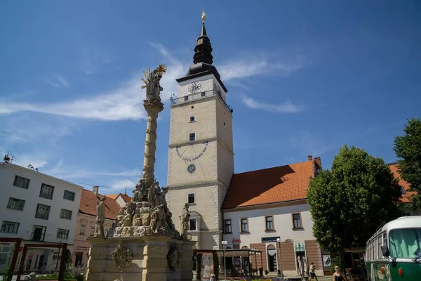 Salida Puesta Del Sol Sobre Los Edificios Ciudad Zilina Países —  Fotos de Stock