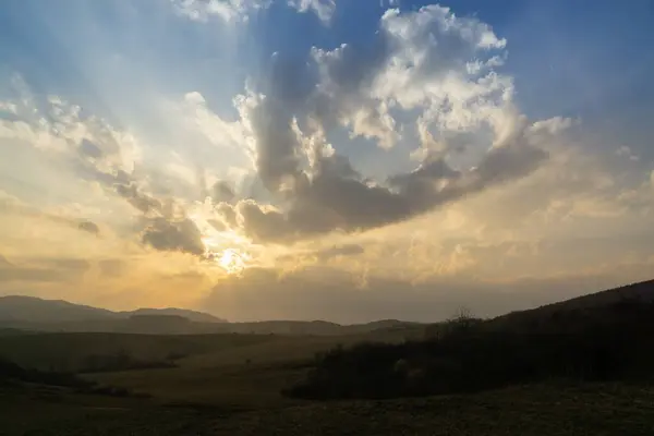 Coucher Lever Soleil Avec Des Nuages Colorés Slovaquie — Photo