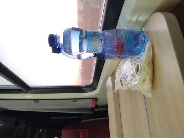 View Train Window Bottles Water — Stock Photo, Image