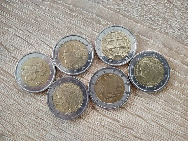 Monety Euro Ułożone Według Wartości — Zdjęcie stockowe