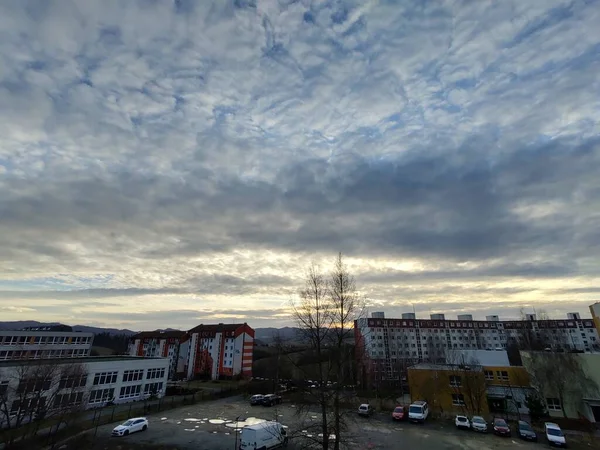 Alba Tramonto Sugli Edifici Della Città Slovacchia — Foto Stock