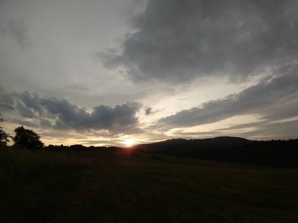 Sunset Sunrise Colorful Clouds Slovakia — Stock fotografie