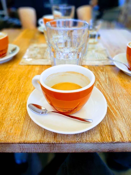 Cup Coffee Wooden Table — Stock Photo, Image