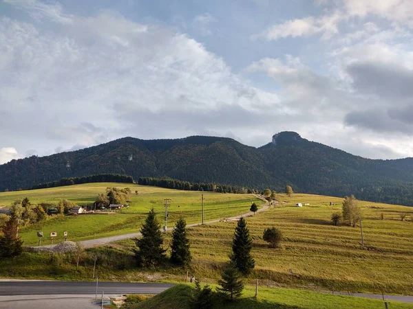 Wiese Mit Bäumen Und Blick Auf Die Berge Slowakei — Stockfoto
