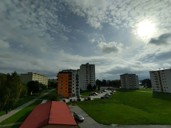 Lever Coucher Soleil Sur Les Bâtiments Ville Zilina Slovaquie — Photo