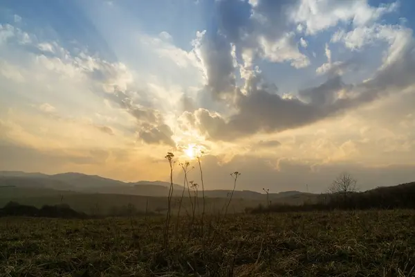 Coucher Lever Soleil Avec Des Nuages Colorés Slovaquie — Photo