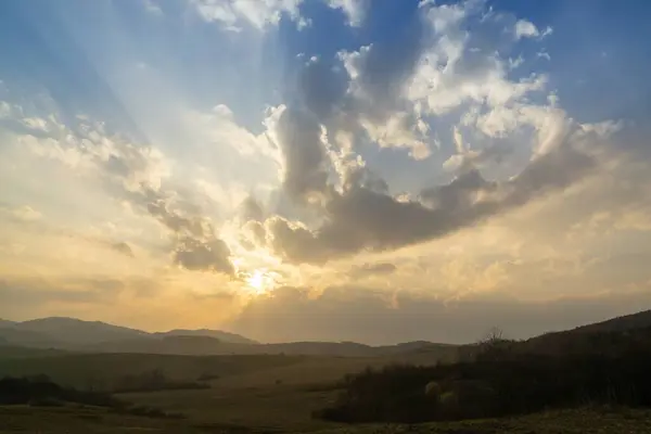 Coucher Lever Soleil Avec Des Nuages Colorés Slovaquie — Photo